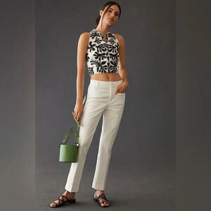 NWT Anthropologie Slim Kick Flare White Pants 12